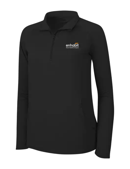 Enhabit Womens Black Sport Wick Stretch 1/4 Zip Pullover w/Enhabit Logo