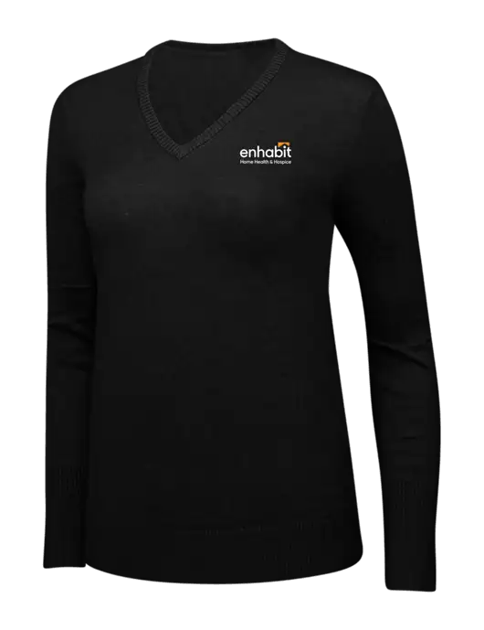 Enhabit Black Womens V-Neck Sweater w/Enhabit Logo