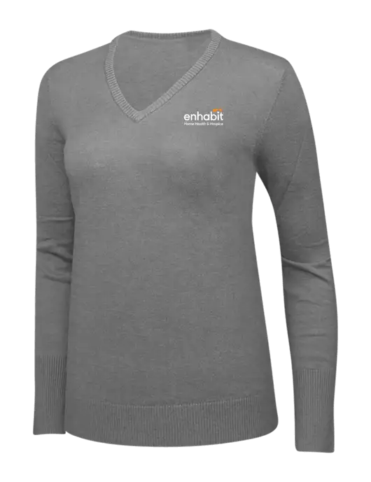 Enhabit Charcoal Heather Womens V-Neck Sweater w/Enhabit Logo