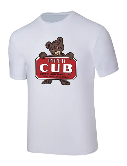 Piper Ring Spun White 4.5 oz T-Shirt w/Piper Cub Logo