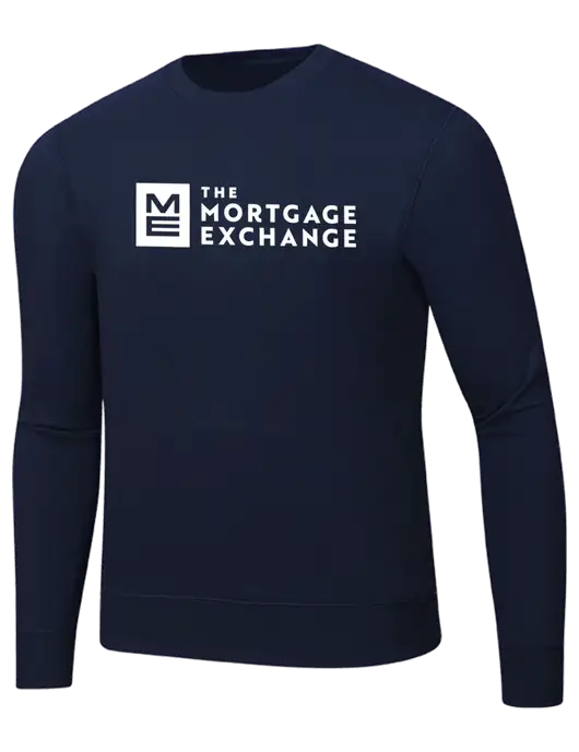 The Mortgage Exchange Navy 7.8 oz Ring Spun Crew Sweatshirt w/Mortgage Exchange Logo