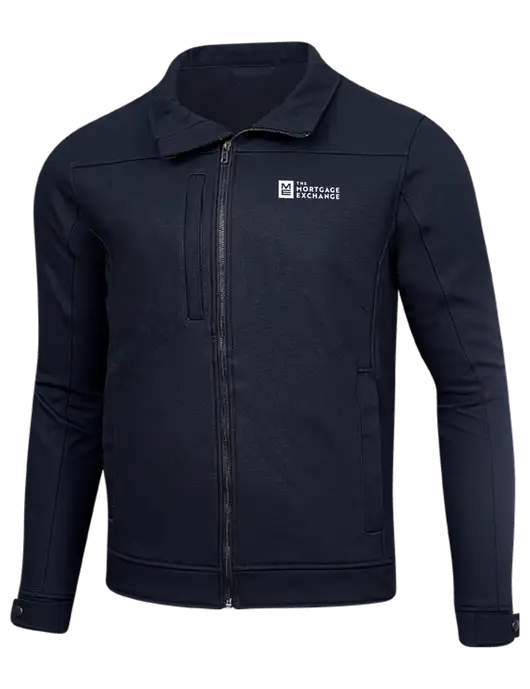 The Mortgage Exchange Cornerstone Navy Duck Bonded Soft Shell Jacket w/Mortgage Exchange Logo