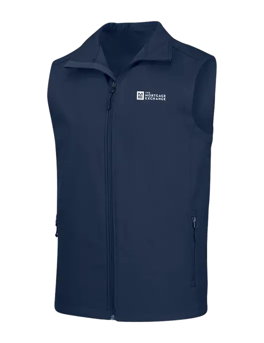 The Mortgage Exchange Navy Core Soft Shell Vest w/Mortgage Exchange Logo