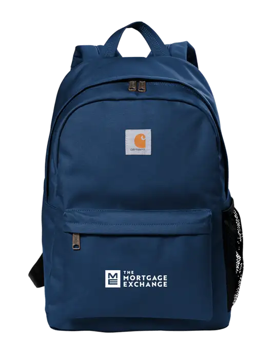 The Mortgage Exchange Carhartt Navy Canvas Backpack
 w/Mortgage Exchange Logo