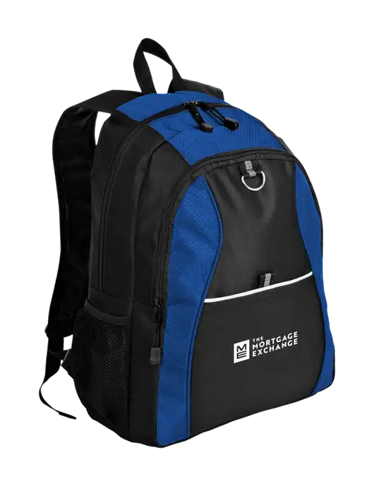 The Mortgage Exchange Honeycomb Twilight Blue/Black Backpack w/Mortgage Exchange Logo