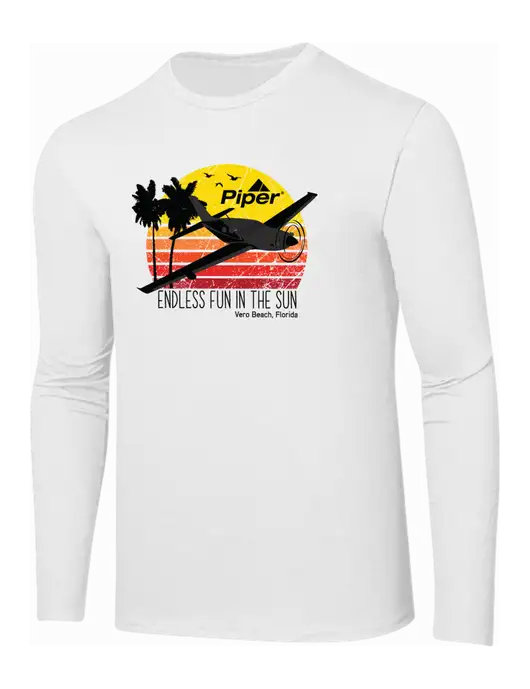 Piper Ring Spun White 4.5 oz Long Sleeve T-Shirt w/Piper Sun & Fun Logo
