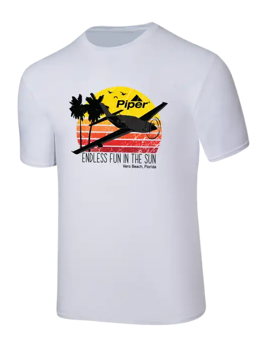 Piper Ring Spun White 4.5 oz T-Shirt w/Piper Sun & Fun Logo