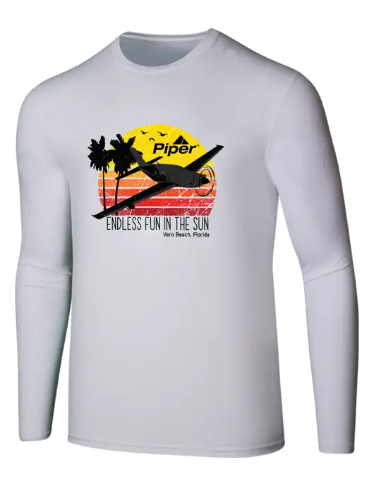 Piper Seriously Soft White Long Sleeve T-Shirt w/Piper Sun & Fun Logo