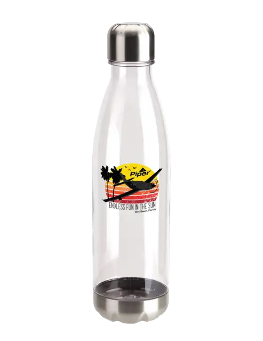 Piper Bayside Tritan™ Clear 25 oz Bottle with Stainless Base and Cap w/Piper Sun & Fun Logo