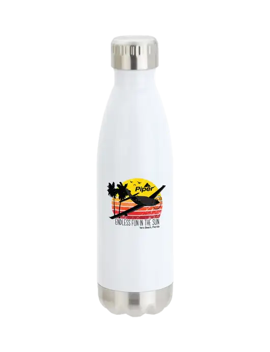 Piper City Go White 17 oz Insulated Bottle w/Piper Sun & Fun Logo