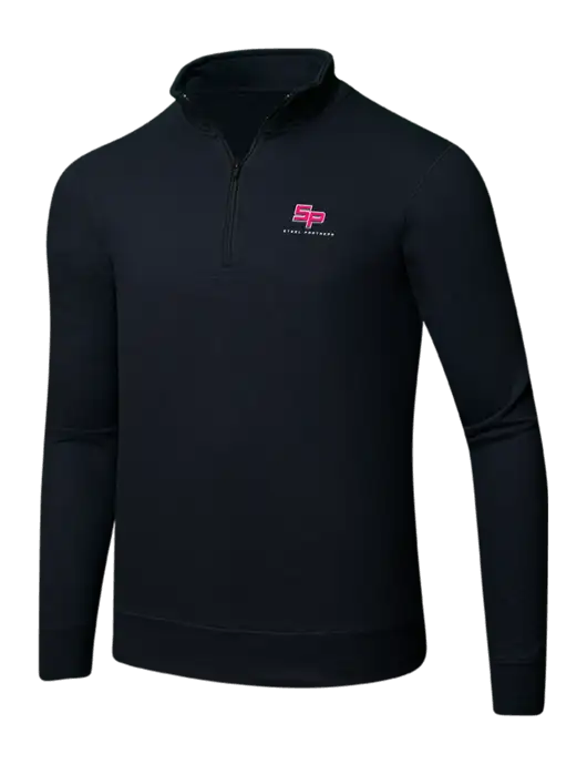 Steel Partners Jet Black 8.5 oz Ring Spun 1/4 Zip Pullover Sweatshirt w/Steel Partners Logo