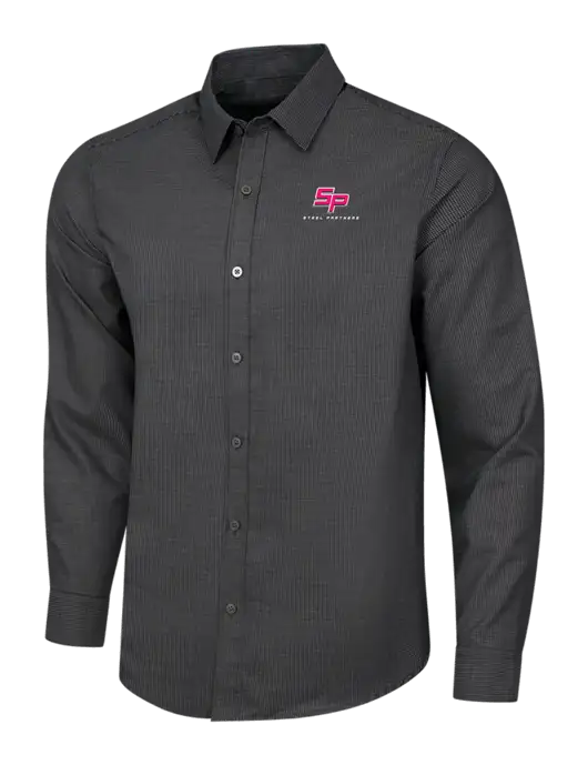 Steel Partners Black/Grey Steel Pincheck Easy Care Shirt w/Steel Partners Logo