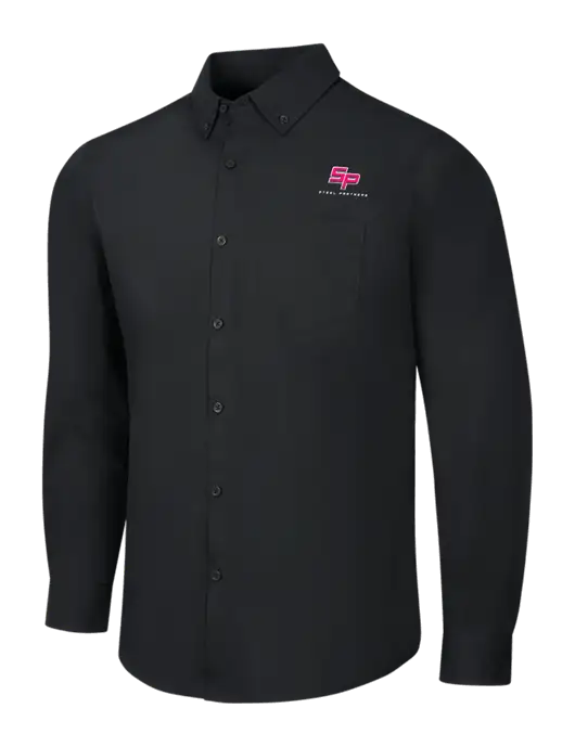 Steel Partners Black Long Sleeve Carefree Poplin Shirt w/Steel Partners Logo