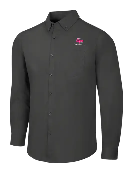 Steel Partners Dark Grey Long Sleeve Carefree Poplin Shirt w/Steel Partners Logo