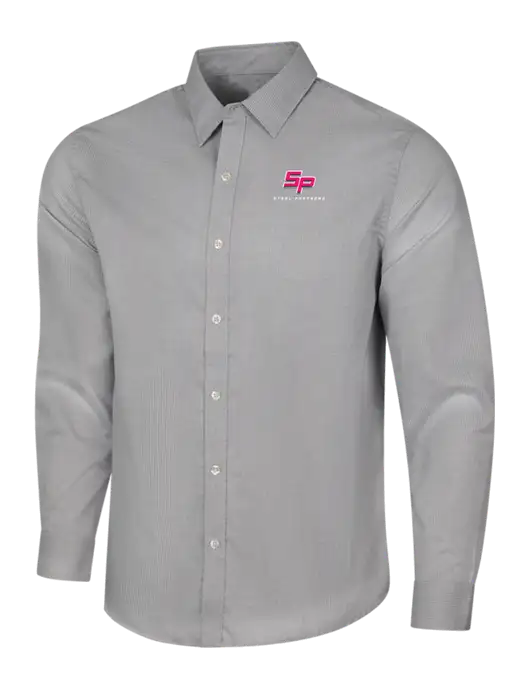Steel Partners Light Grey/White Pincheck Easy Care Shirt w/Steel Partners Logo
