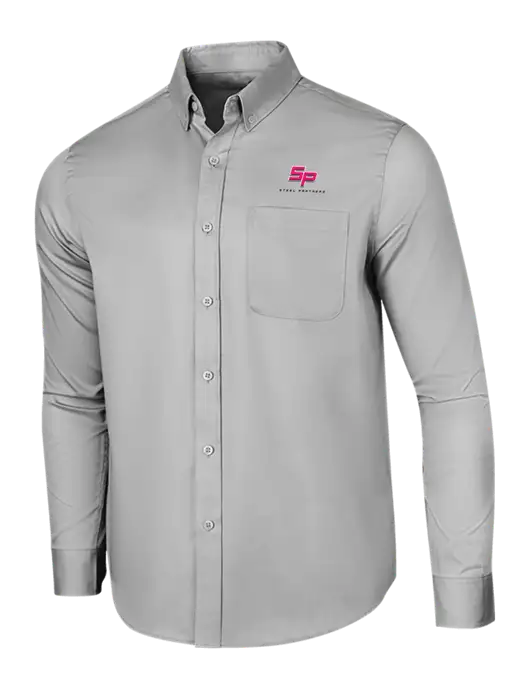 Steel Partners Long Sleeve Light Grey Superpro React Twill Shirt w/Steel Partners Logo