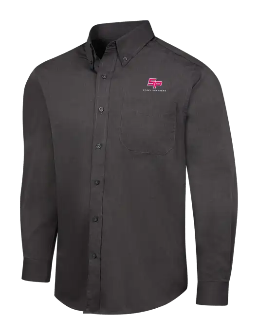 Steel Partners Soft Black Crosshatch Easy Care Shirt w/Steel Partners Logo