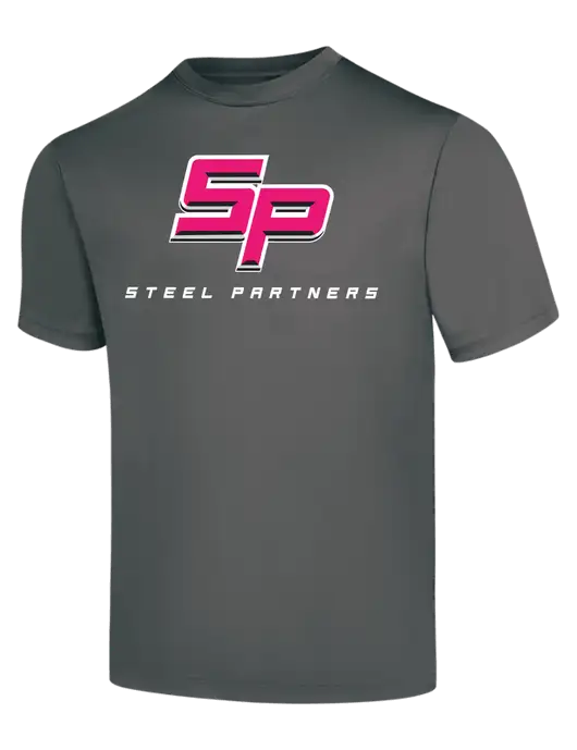 Steel Partners Dark Grey PosiCharge Competitor Tee w/Steel Partners Logo