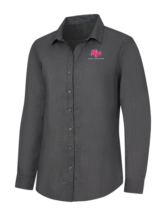 Steel Partners Charcoal Womens Pincheck Easy Care Shirt w/Steel Partners Logo