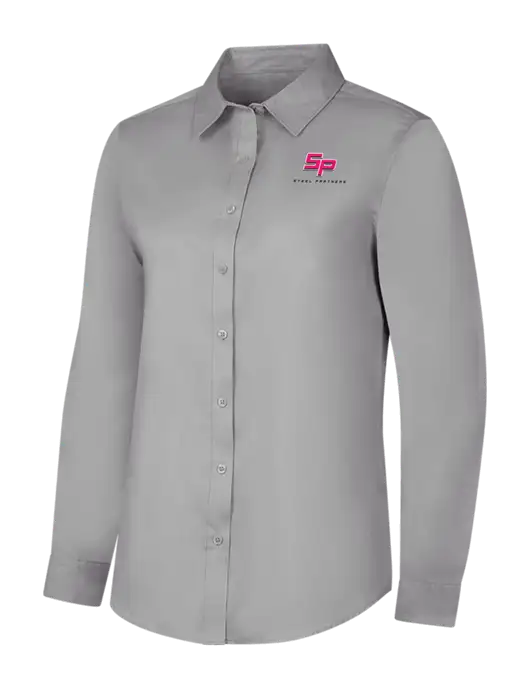 Steel Partners Light Grey Womens Long Sleeve Superpro React Twill Shirt w/Steel Partners Logo