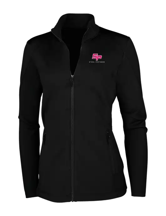 Steel Partners Womens Black Grid Fleece Jacket w/Steel Partners Logo