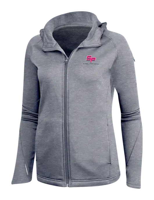 Steel Partners Light Grey Heather Womens Tech Fleece Full-Zip Hooded Jacket w/Steel Partners Logo