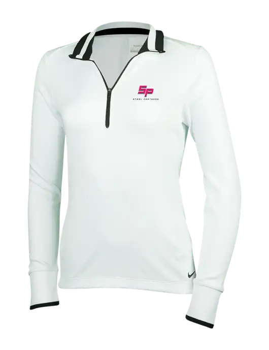 Steel Partners NIKE White/Black Womens Dry-Fit 1/2 Zip Cover-Up w/Steel Partners Logo