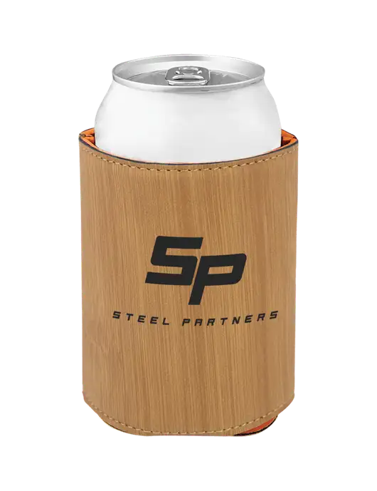 Steel Partners Bamboo Leatherette Beverage Holder w/Steel Partners Logo