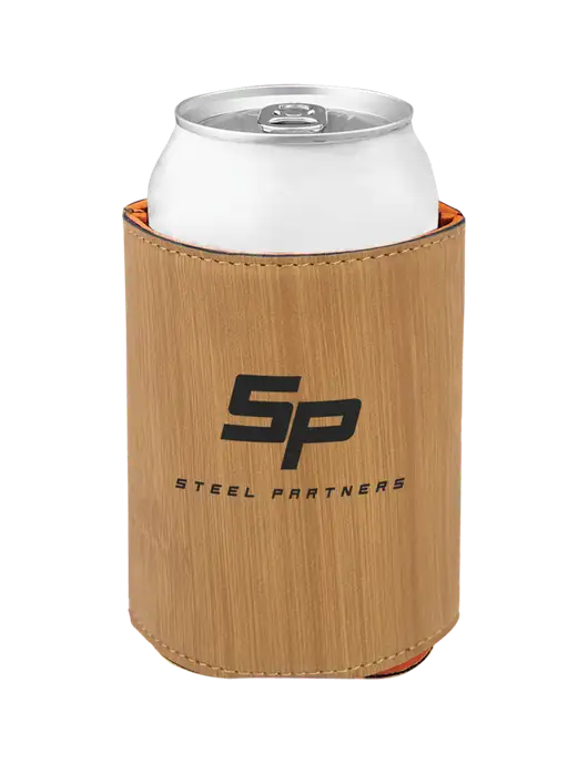 Steel Partners Bamboo Leatherette Beverage Holder w/Steel Partners Logo