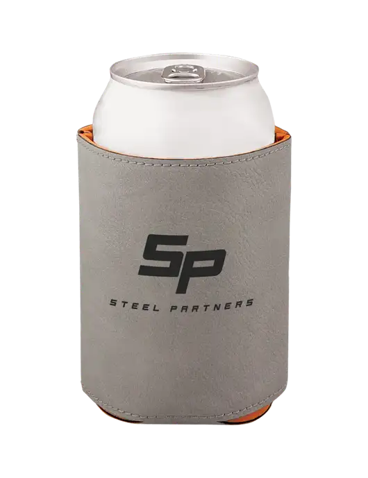 Steel Partners Grey Leatherette Beverage Holder w/Steel Partners Logo