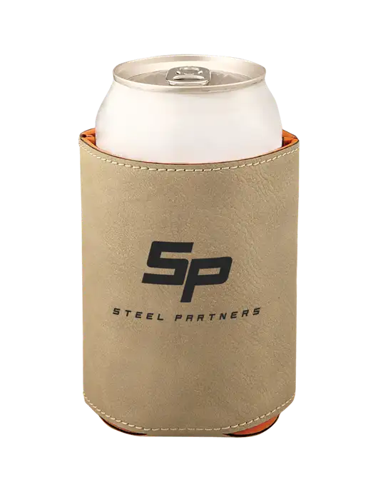 Steel Partners Sand Leatherette Beverage Holder w/Steel Partners Logo