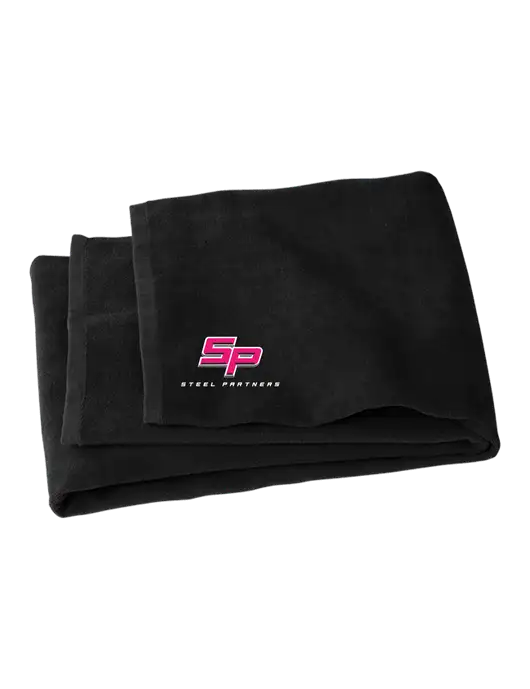 Steel Partners Black Beach Towel w/Steel Partners Logo