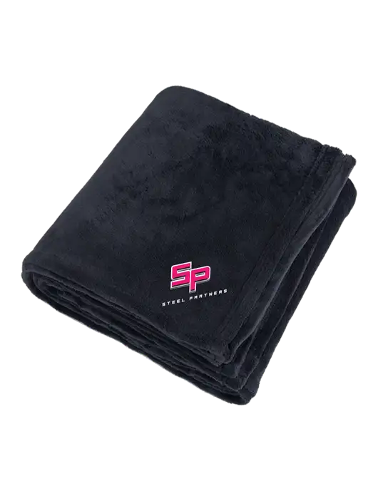 Steel Partners Oversized Deep Black Ultra Plush Blanket w/Steel Partners Logo