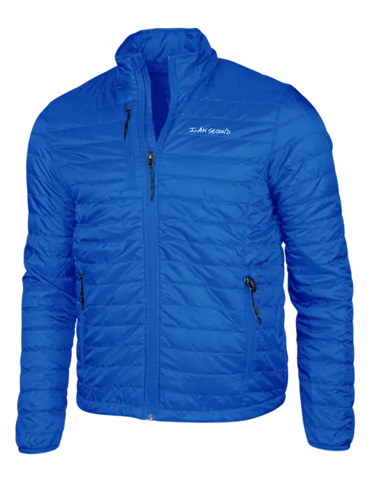 I Am Second Dark Royal Blue Puffy Packable Jacket w/I Am Second Logo