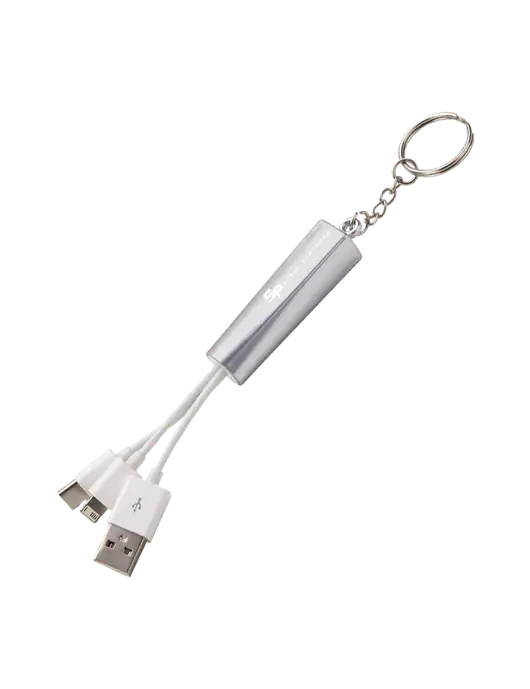 Steel Partners Silver Light-Up Charging Cable with Keyring w/Steel Partners Logo