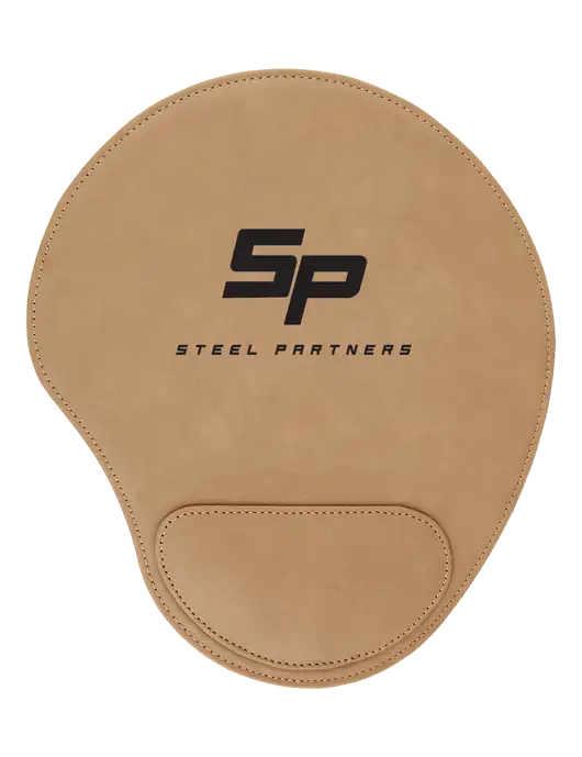 Steel Partners Sand Leatherette Mouse Pad w/Steel Partners Logo