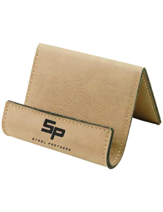Steel Partners Sand Leatherette Card & Phone Holder w/Steel Partners Logo