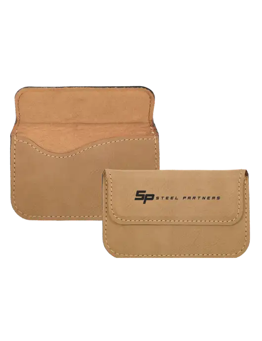 Steel Partners Sand Leatherette Slim Business Card Holder w/Steel Partners Logo
