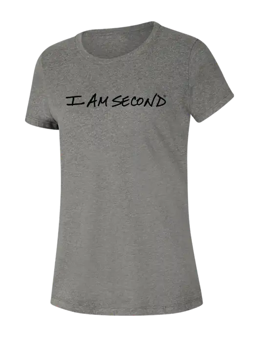 I Am Second Womens Seriously Soft Grey Frost T-Shirt w/I Am Second Logo