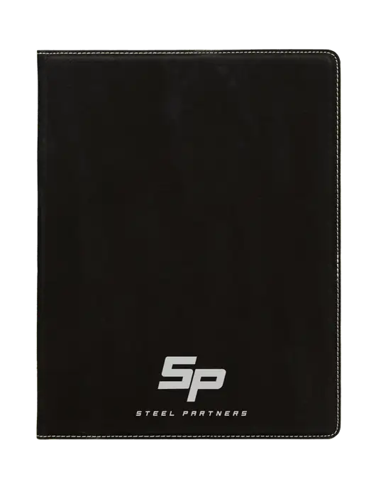 Steel Partners Black Leatherette 7 x 9 Portfolio with Notepad w/Steel Partners Logo