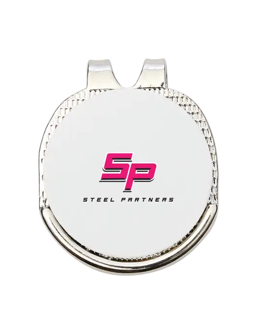 Steel Partners Antique Silver Hat Clip w/Golf Ball Marker w/Steel Partners Logo