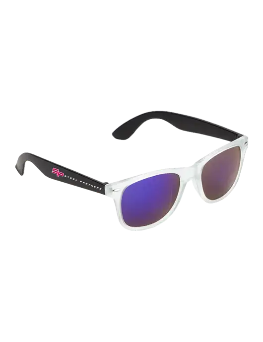 Steel Partners Key West Black Mirrored Sunglasses w/Steel Partners Logo