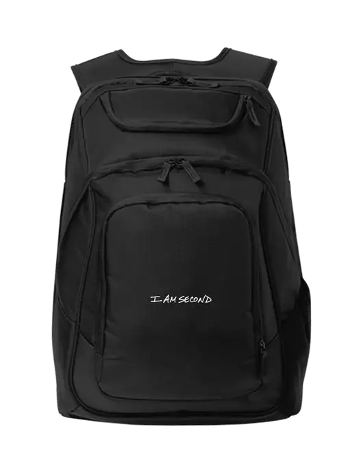 I Am Second Executive Black Laptop Backpack w/I Am Second Logo
