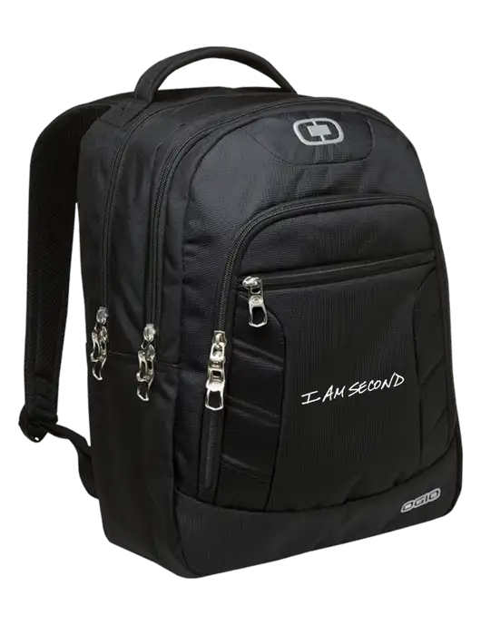 I Am Second OGIO Black/Silver Colton Laptop Backpack
 w/I Am Second Logo