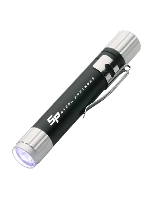 Steel Partners Black Aluminum LED Penlight w/Steel Partners Logo