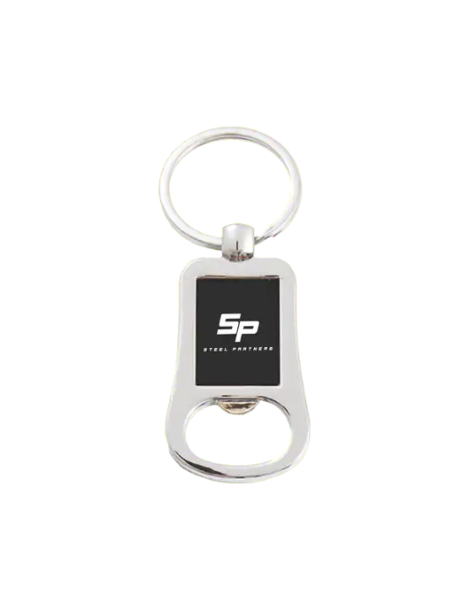 Steel Partners Silver & Black Bottle Opener Keychain w/Steel Partners Logo