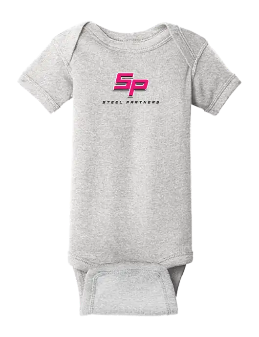 Steel Partners Rabbit Skins Heather Infant Short Sleeve Baby Rib Bodysuit w/Steel Partners Logo
