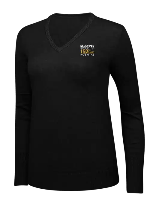 St. John’s Riverside Black Womens V-Neck Sweater w/St. John's 150+ Logo