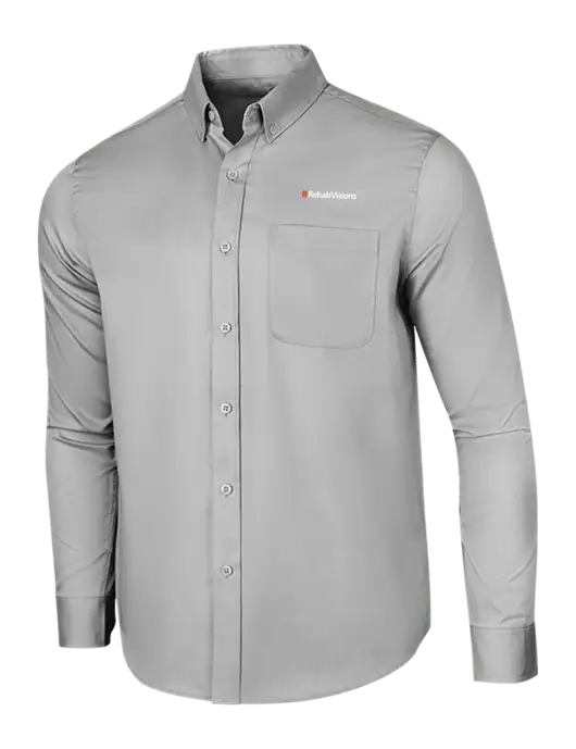 RehabVisions Long Sleeve Light Grey Superpro React Twill Shirt w/RehabVisions Logo