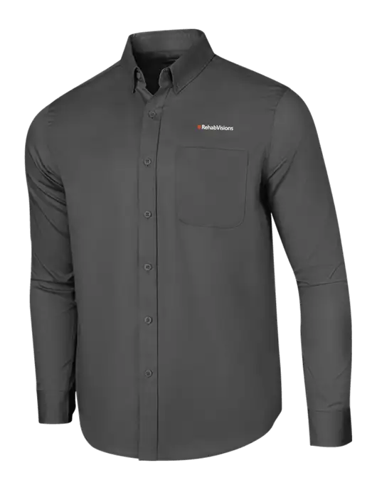RehabVisions Long Sleeve Dark Grey Superpro React Twill Shirt w/RehabVisions Logo
